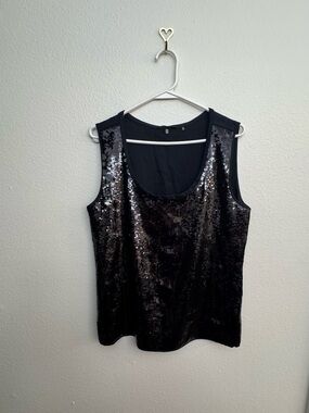 NWOT Black Elie Tahari Cally Blouse Silk with Front Sequins